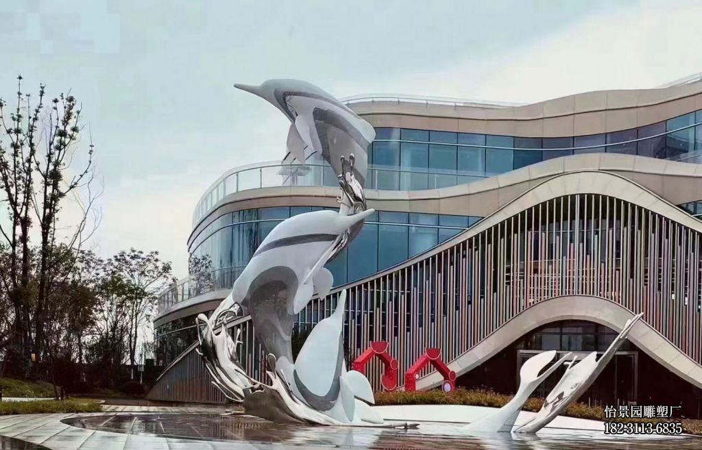 不锈钢镜面海豚雕塑,房地产广场售楼部不锈钢动物雕塑 不锈钢镜面海豚雕塑,房地产广场售楼部不锈钢动物雕塑