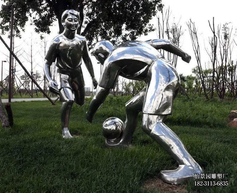 不锈钢人物雕塑，户外公园广场不锈钢体育运动主题小品摆件