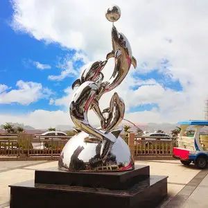 不锈钢镜面海豚雕塑,户外广场售楼部房地产水景不锈钢动物小品摆件 不锈钢镜面海豚雕塑,户外广场售楼部房地产水景不锈钢动物小品摆件
