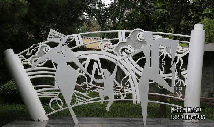 不锈钢剪影抽象人物雕塑，广场公园园林户外不锈钢剪影小品摆件