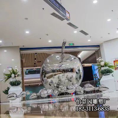 不锈钢镜面苹果雕塑,广场售楼部酒店不锈钢水果小品摆件 不锈钢镜面苹果雕塑,广场售楼部酒店不锈钢水果小品摆件