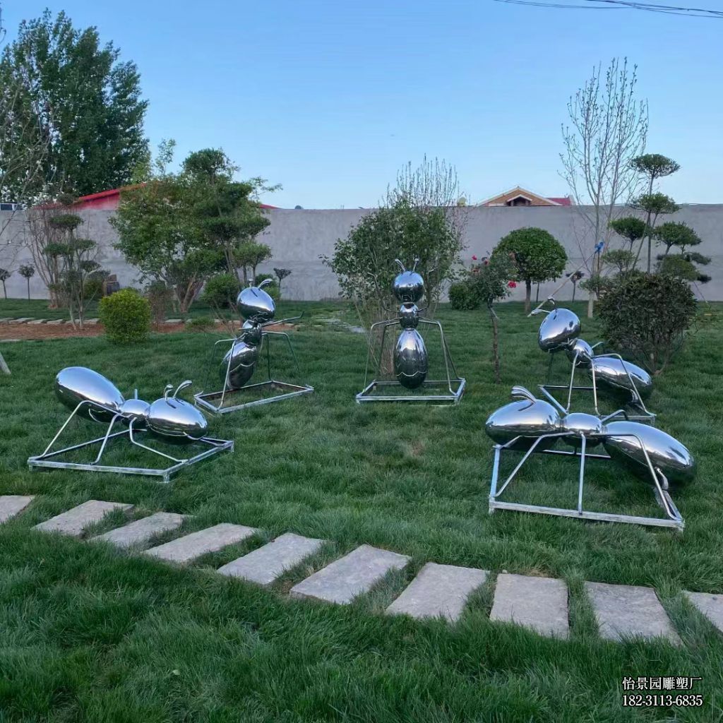 不锈钢镜面蚂蚁雕塑,公园园林不锈钢动物蚂蚁小品摆件 不锈钢镜面蚂蚁雕塑,公园园林不锈钢动物蚂蚁小品摆件