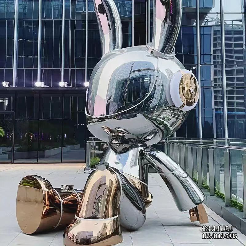 不锈钢抽象镜面兔子雕塑,商业街广场酒店不锈钢兔子雕塑 不锈钢抽象镜面兔子雕塑,商业街广场酒店不锈钢兔子雕塑