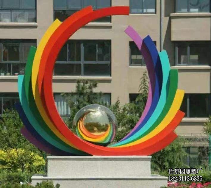 不锈钢彩色飘带圆球雕塑,小区公园园林不锈钢彩色雕塑 不锈钢彩色飘带圆球雕塑,小区公园园林不锈钢彩色雕塑