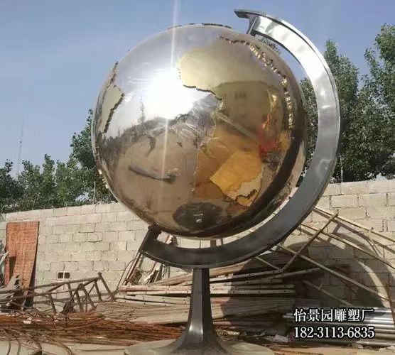 不锈钢镜面旋转地球仪雕塑,校园广场公园不锈钢地球仪雕塑 不锈钢镜面旋转地球仪雕塑,校园广场公园不锈钢地球仪雕塑
