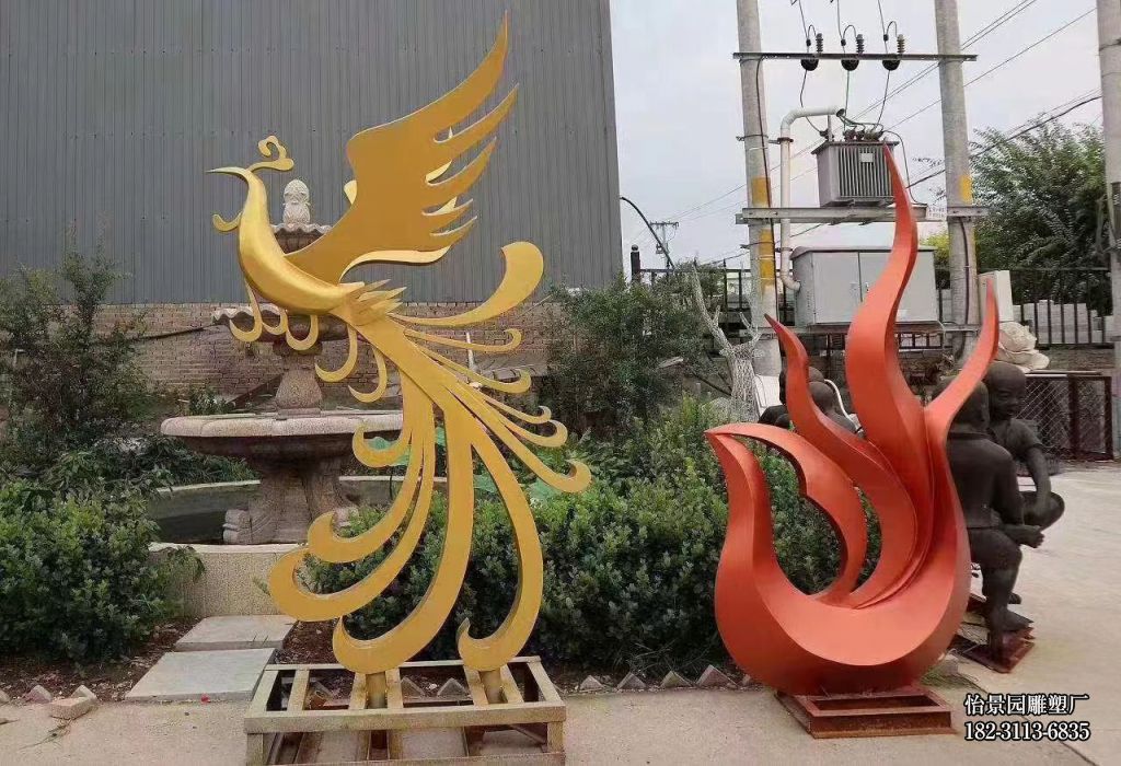 不锈钢喷漆凤凰雕塑,广场公园酒店不锈钢凤凰雕塑 不锈钢喷漆凤凰雕塑,广场公园酒店不锈钢凤凰雕塑