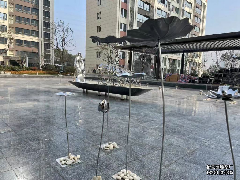 不锈钢荷花小品摆件,小区喷泉水景小区售楼部房地产不锈钢花朵雕塑厂家定制 不锈钢荷花小品摆件,小区喷泉水景小区售楼部房地产不锈钢花朵雕塑厂家定制