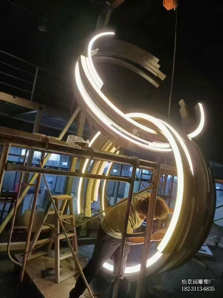 不锈钢发光圆环雕塑小品摆件,公园园林酒店房地产景区水景不锈钢圆环雕塑 不锈钢发光圆环雕塑小品摆件,公园园林酒店房地产景区水景不锈钢圆环雕塑