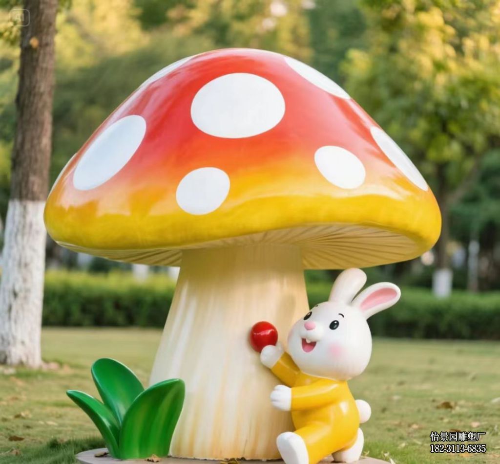 不锈钢卡通蘑菇小品摆件，公园广场植物园景区园林不锈钢蘑菇雕塑