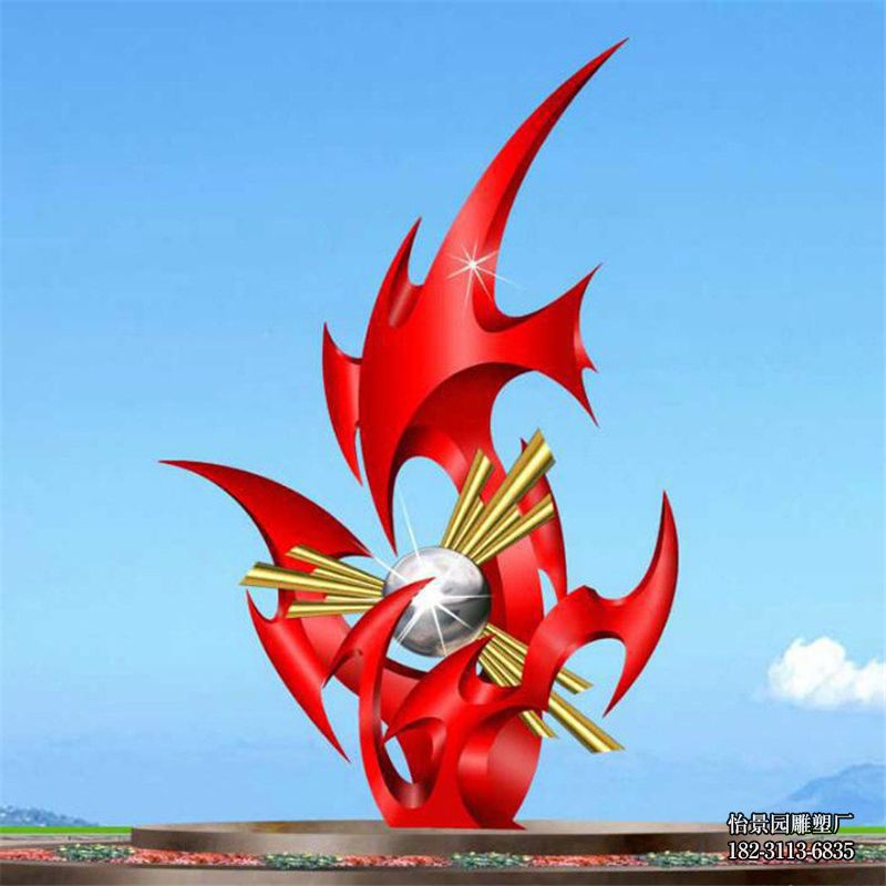 大型不锈钢火苗雕塑，广场公园景区房地产园林不锈钢火苗雕塑厂家定制
