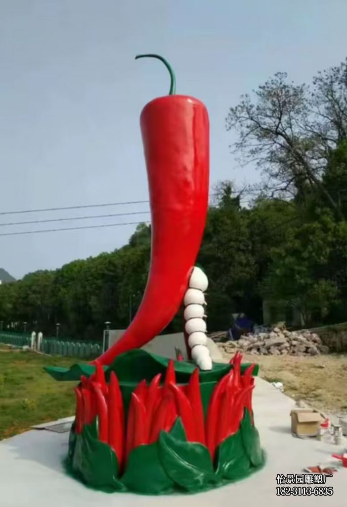 不锈钢植物辣椒小品摆件，公园户外植物园景区广场不锈钢辣椒雕塑厂家定制