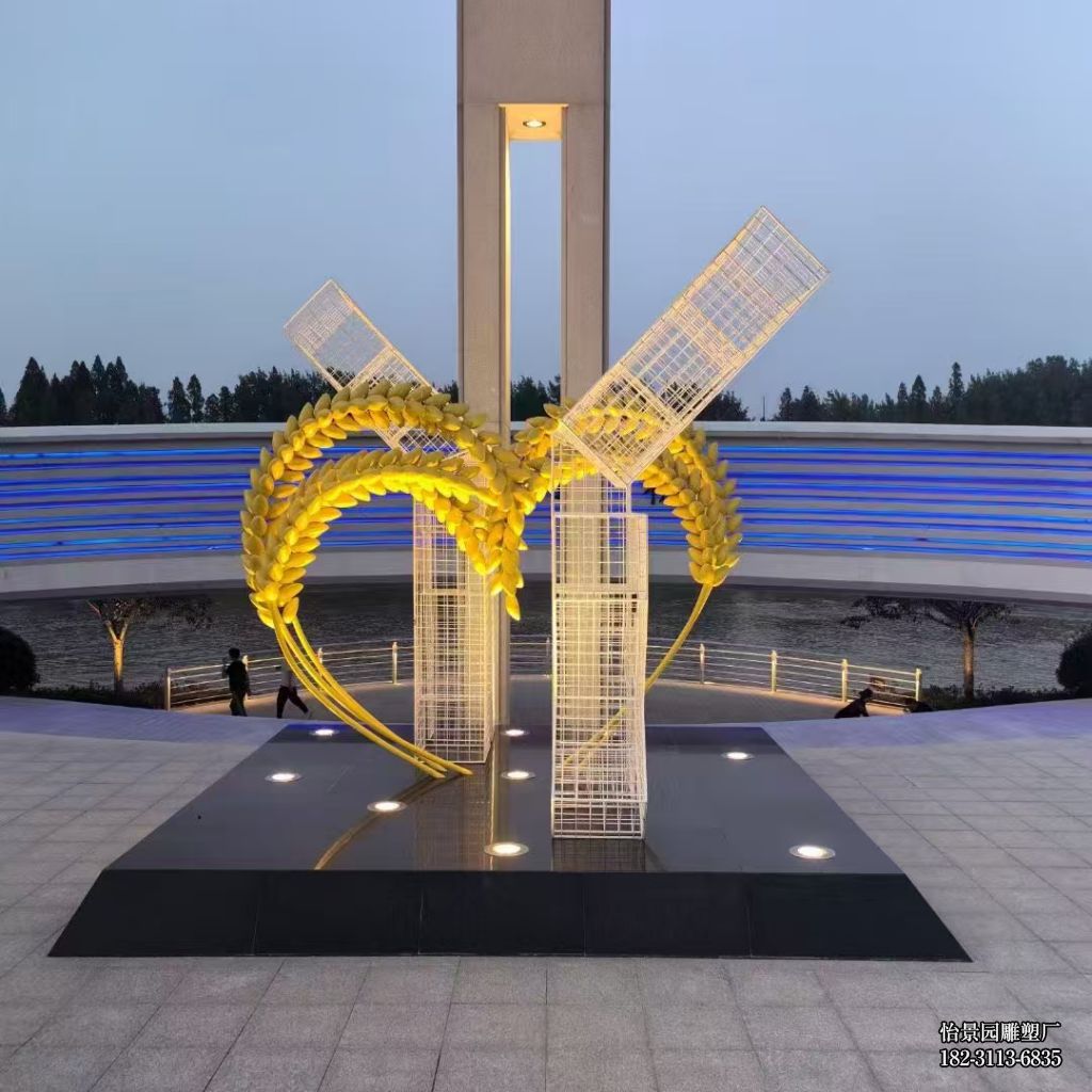 不锈钢麦穗广场雕塑，广场园林户外植物园不锈钢麦穗雕塑厂家定制